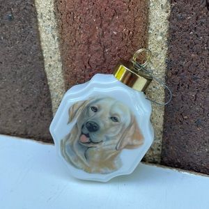 Vintage Golden Lab Porcelain Christmas Ornament